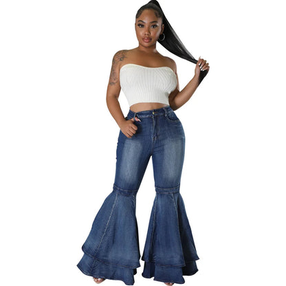 2024 Fashion High Waist Flare Casual Stretch Skinny Streetwear Denim Bellbottoms Jean