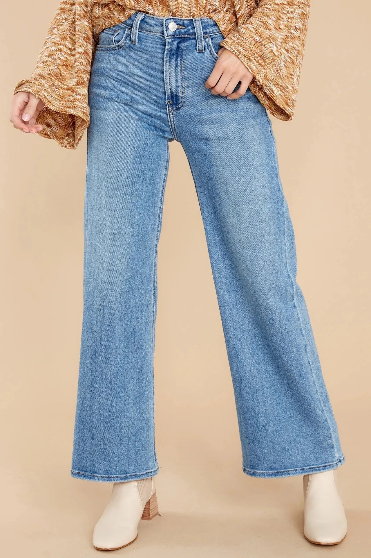 New Loose Straight Leg Casual Fashion Retro Distressed High Waist Wide Leg Cropped Denim Jean