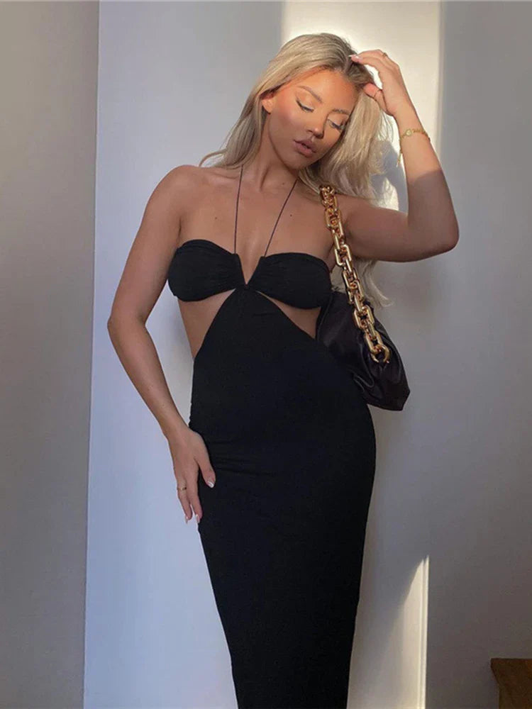 Spaghetti Strap Backless Maxi Dress