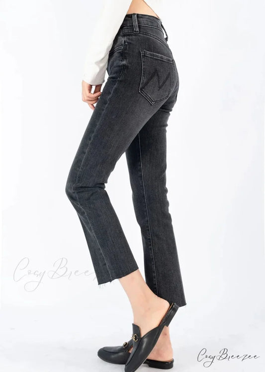 2024 Brand M New Autumn and Winter Straight Slim Ninth Smoke Gray Fitting Jean
