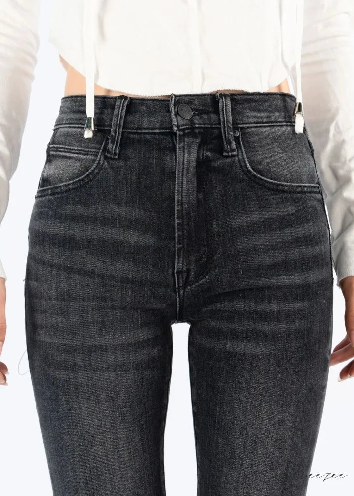 2024 Brand M New Autumn and Winter Straight Slim Ninth Smoke Gray Fitting Jean