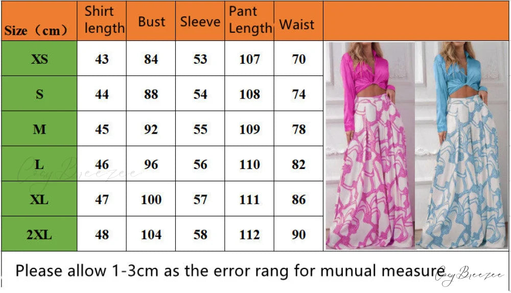 2024 Design Mid Warm-Season Autumn Wide Piece Suit Sets Arm Women’s Flowered Two Blouse Casual Leg Pant 2pcs Set