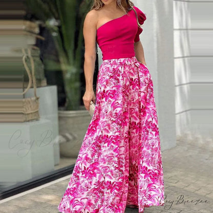 2024 Design Mid Warm-Season Autumn Wide Piece Suit Sets Arm Women’s Flowered Two Blouse Casual Leg Pant 2pcs Set Rose