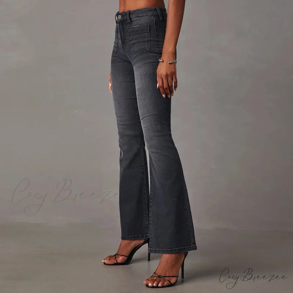 2024 High Stretch Flare Women Boot Cut Fashion Slim Denim Flare Pants Autumn Winter Casual Ladies Trousers S-2XL Jean