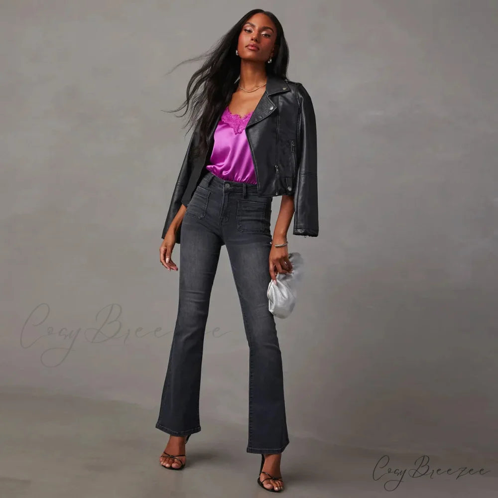 2024 High Stretch Flare Women Boot Cut Fashion Slim Denim Flare Pants Autumn Winter Casual Ladies Trousers S-2XL Jean