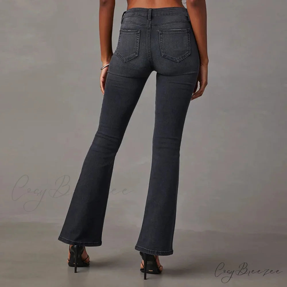 2024 High Stretch Flare Women Boot Cut Fashion Slim Denim Flare Pants Autumn Winter Casual Ladies Trousers S-2XL Jean