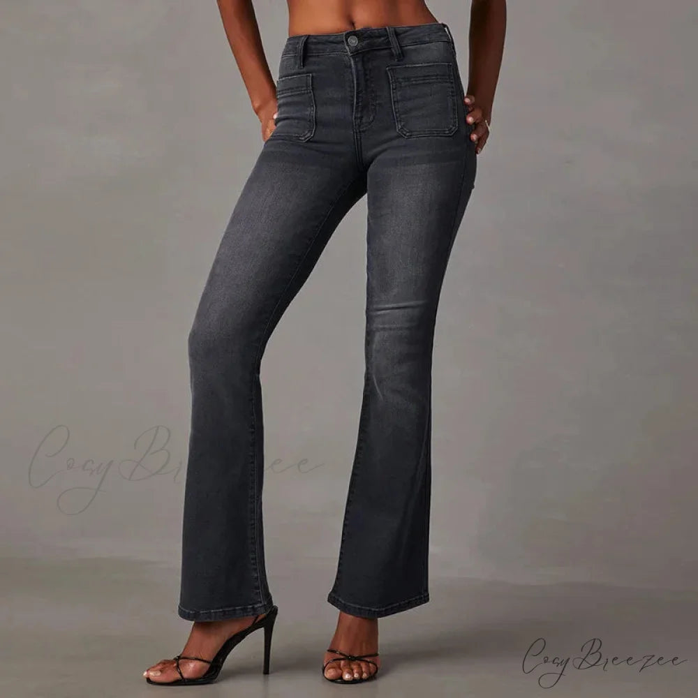 2024 High Stretch Flare Women Boot Cut Fashion Slim Denim Flare Pants Autumn Winter Casual Ladies Trousers S-2XL Jean