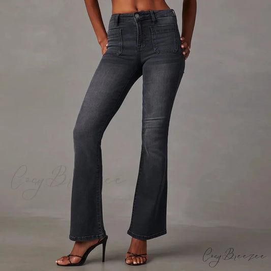 2024 High Stretch Flare Women Boot Cut Fashion Slim Denim Flare Pants Autumn Winter Casual Ladies Trousers S-2XL Jean