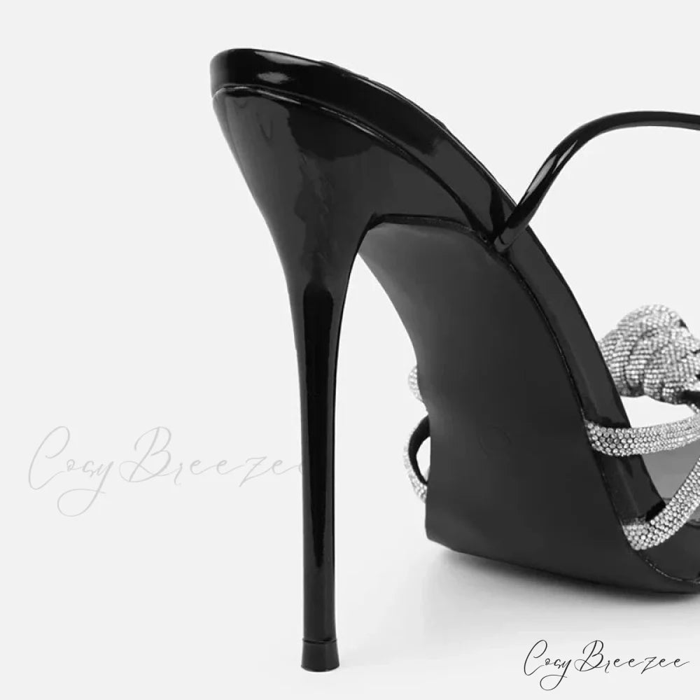 2024 New Arrival Silver Crystal Narrow Band Women’s Sandals - Summer Party Wedding Prom Shoes - Platform Open Toe High