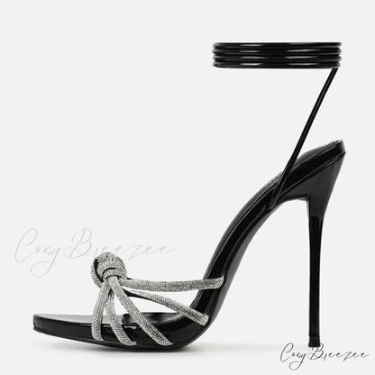 2024 New Arrival Silver Crystal Narrow Band Women’s Sandals - Summer Party Wedding Prom Shoes - Platform Open Toe High
