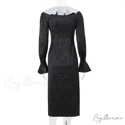 2024 New Autumn Fashionable French Style Floral Long-sleeved Elegant Casual Vestidos Midi Dress