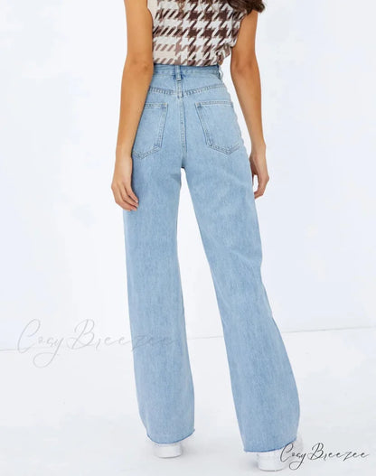 2024 New Casual For Women High Waist Loose Denim Straight Leg Fashion Street Female Jean
