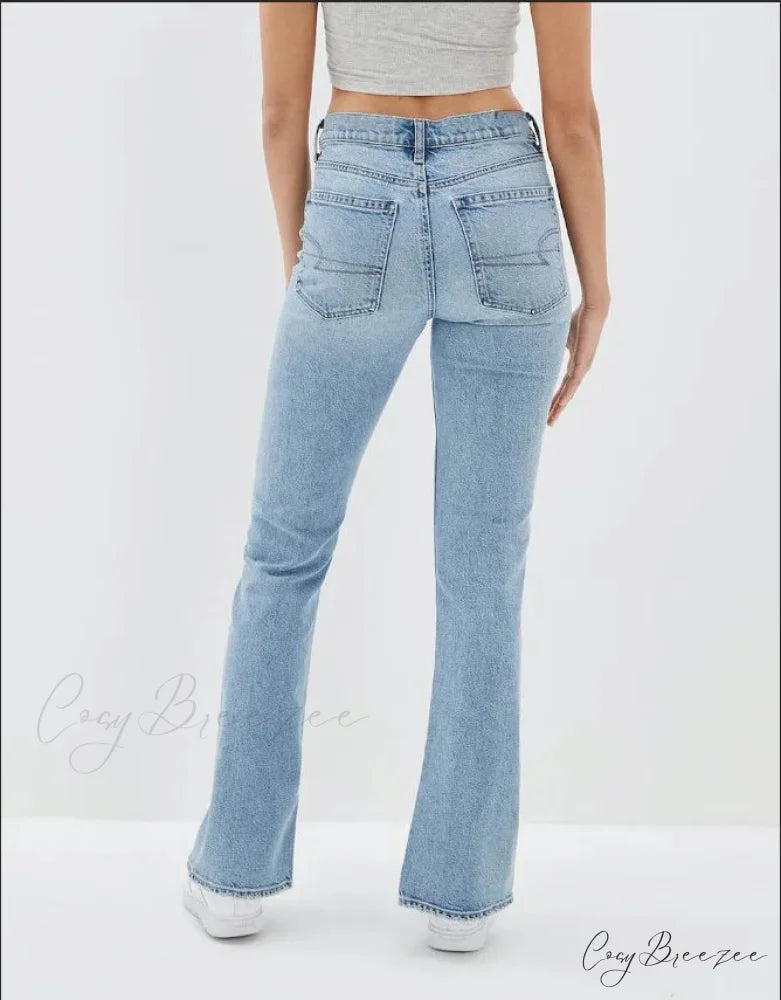 2024 New Slit Slim Flare Women’s High Waist Fashion Flared Pants Streetwear Jean