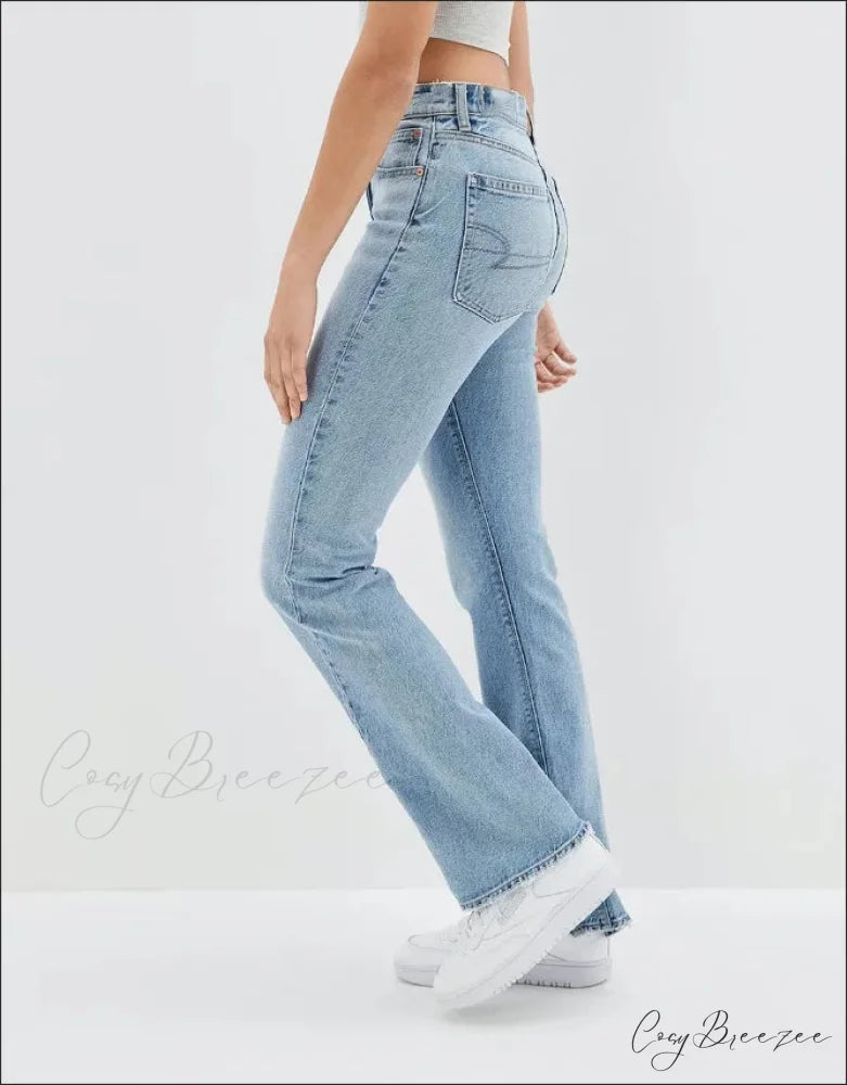 2024 New Slit Slim Flare Women’s High Waist Fashion Flared Pants Streetwear Jean