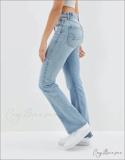 2024 New Slit Slim Flare Women’s High Waist Fashion Flared Pants Streetwear Jean