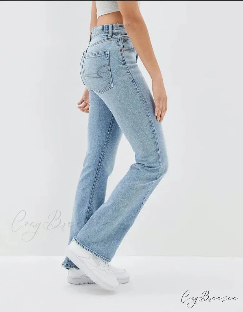 2024 New Slit Slim Flare Women’s High Waist Fashion Flared Pants Streetwear Jean