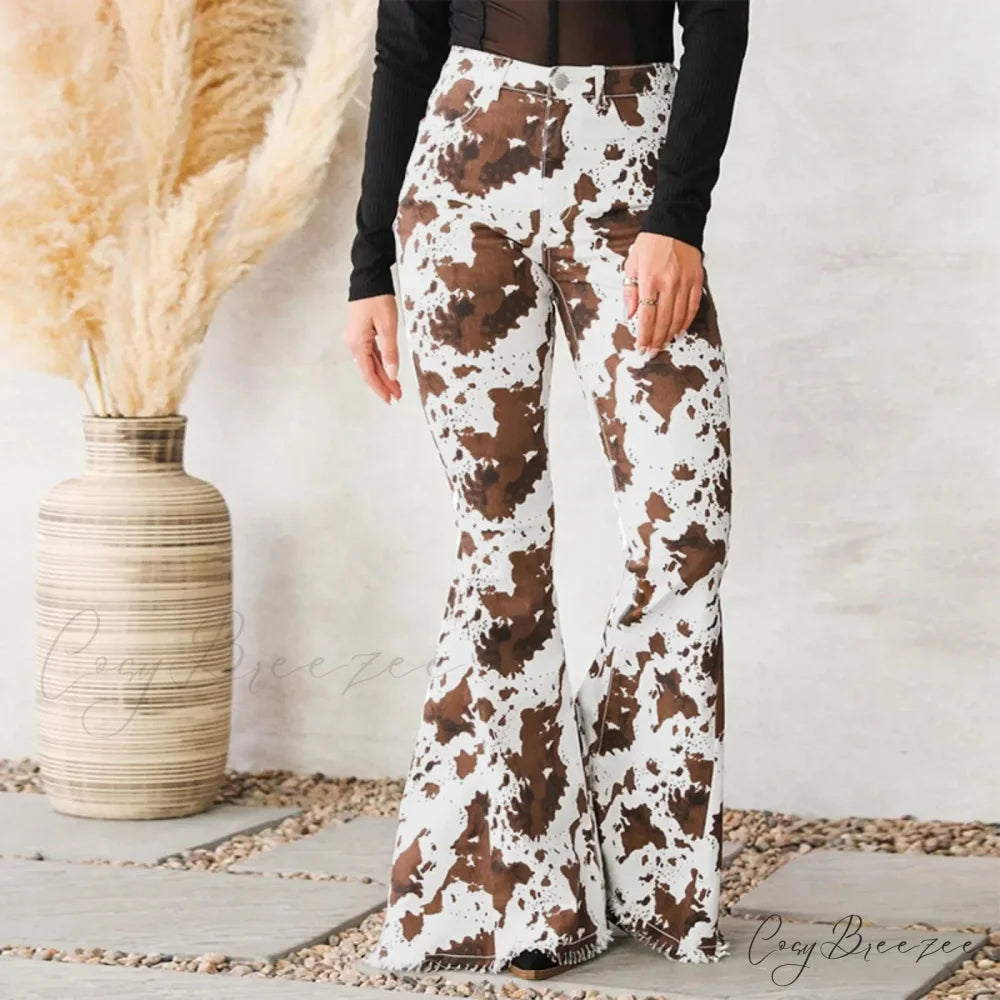 2024 New Wide Leg Button Pocket Jeans Brown / S