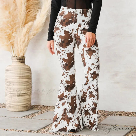 2024 New Wide Leg Button Pocket Jeans Brown / S