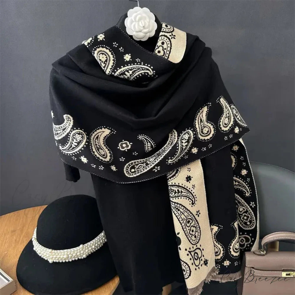 2024 New Year’s Red Cashmere Scarf black1 scarf-241228