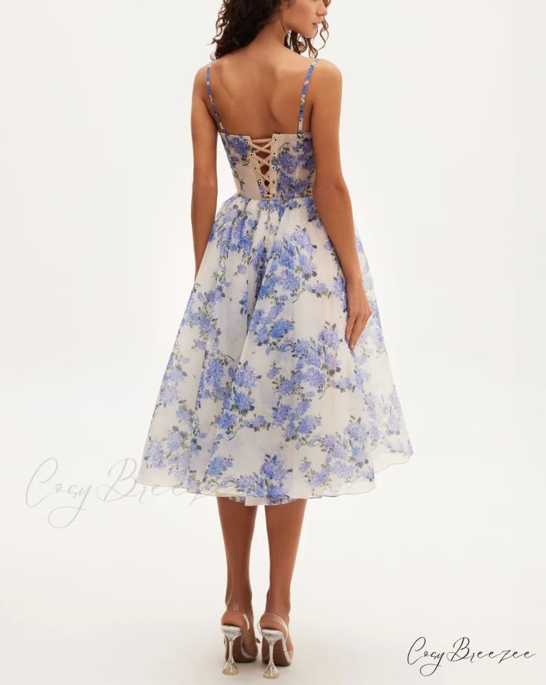 2024ss Sexy Halter Charming Print Casual Dress