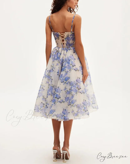 2024ss Sexy Halter Charming Print Casual Dress