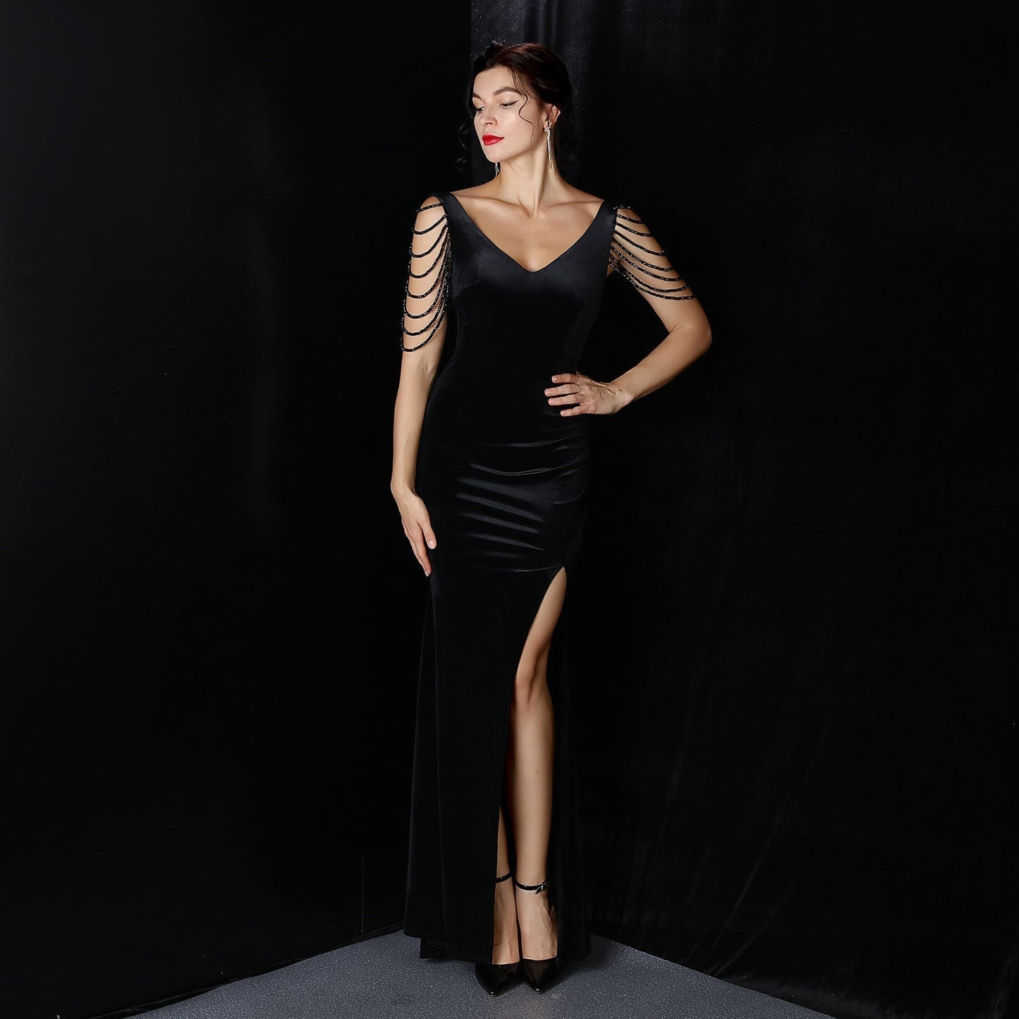 Avery Good Quality Charming Velvet Formal Dress