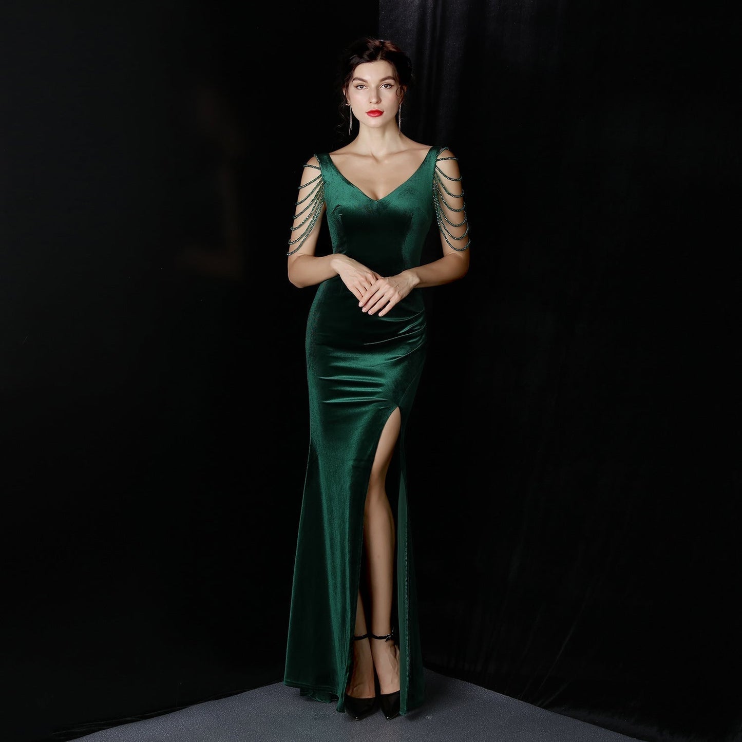 Avery Good Quality Charming Velvet Formal Dress