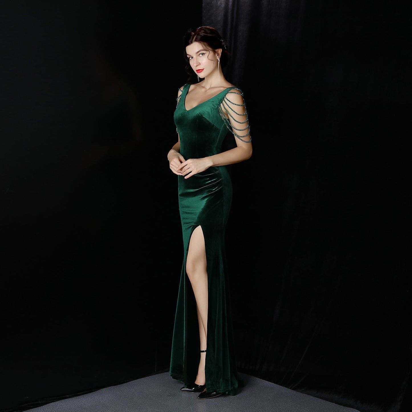 Avery Good Quality Charming Velvet Formal Dress