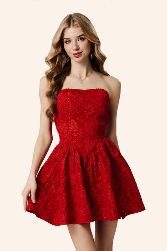 Sexy Off-Shoulder Cinched Waist Floral Puff  Party Dress