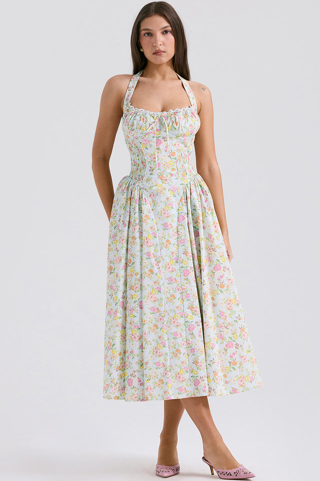 Adabella Cotton Stylish Halter Midi Sundress