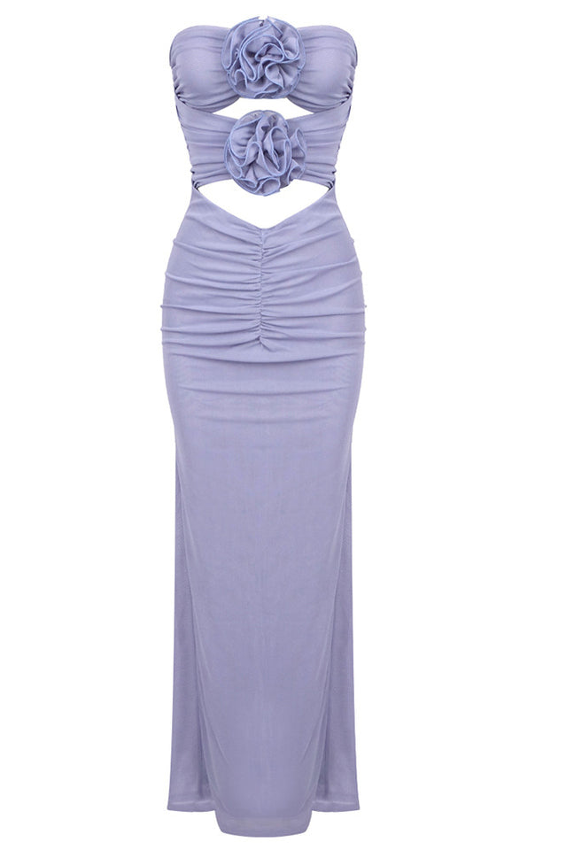 Adela Blue Strapless Charming Cut Out Dress