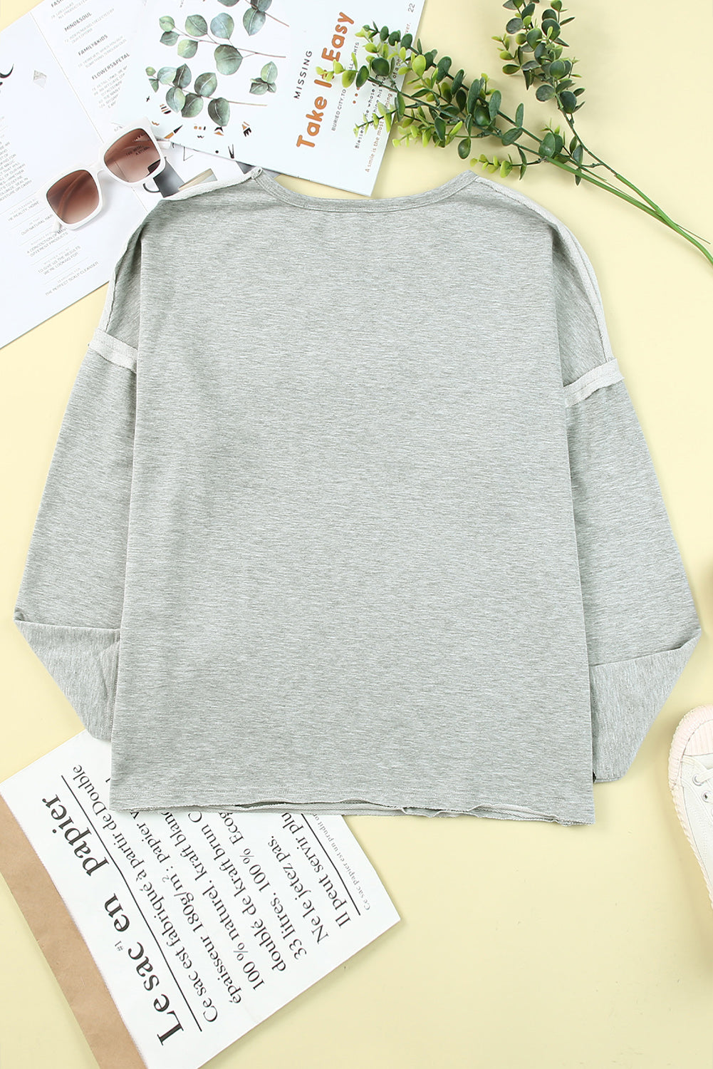 with - Arm Oversized Top Pockets Drop Gray