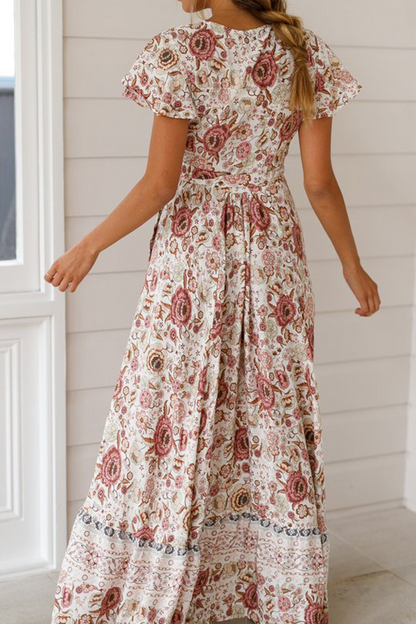 Bohemian Print Split Trendy High Waist Maxi Dress