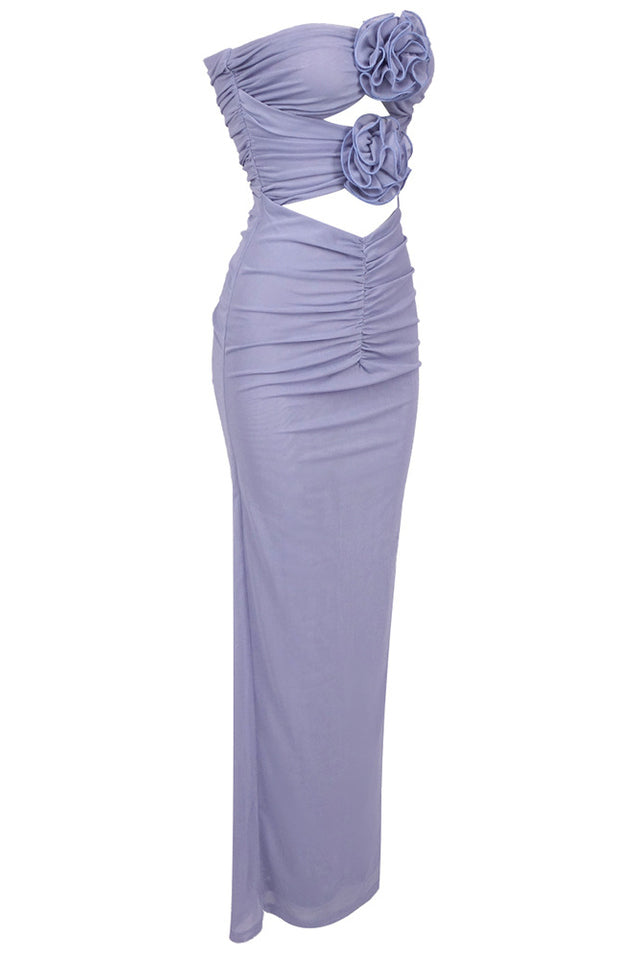 Adela Blue Strapless Charming Cut Out Dress