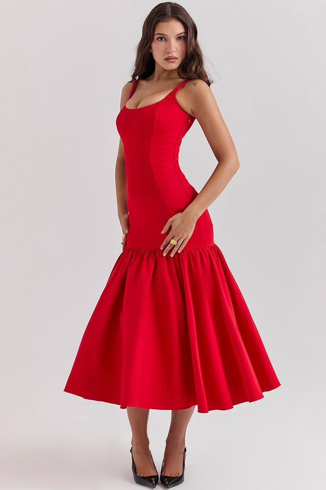 Amore Dropped Stylish Waist Midi Dress