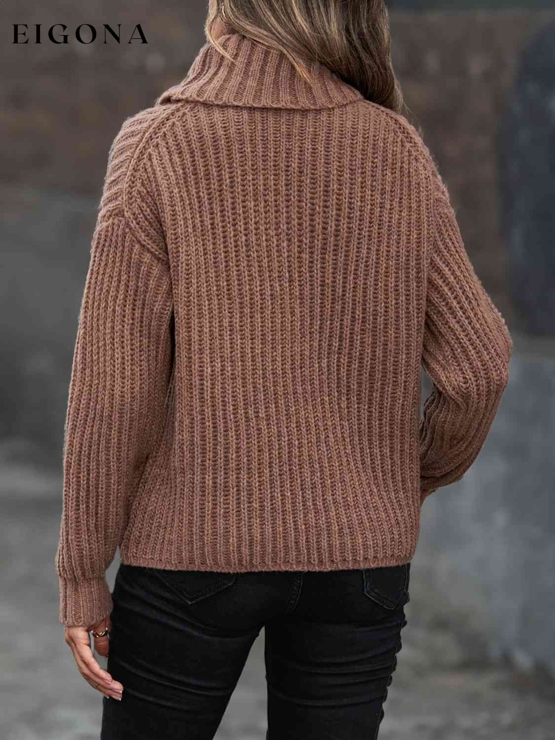 Cosybreezee - Turtleneck Rib-Knit Sweater