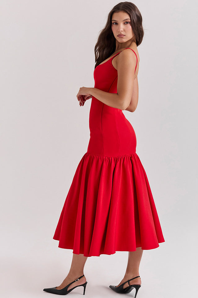 Amore Dropped Stylish Waist Midi Dress