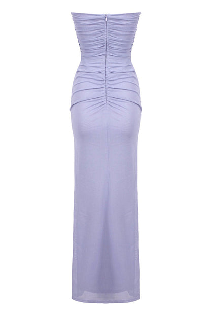 Adela Blue Strapless Charming Cut Out Dress