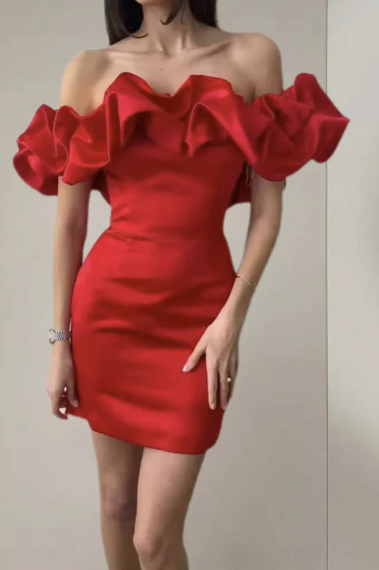 Puff Collar Slim Fit Party Evening Party Dress