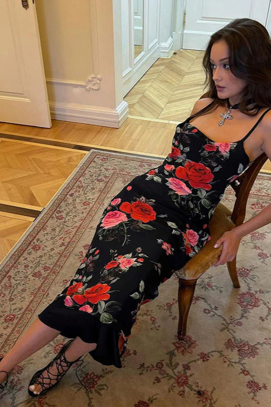 Vintage Floral Bodycon Party Dress