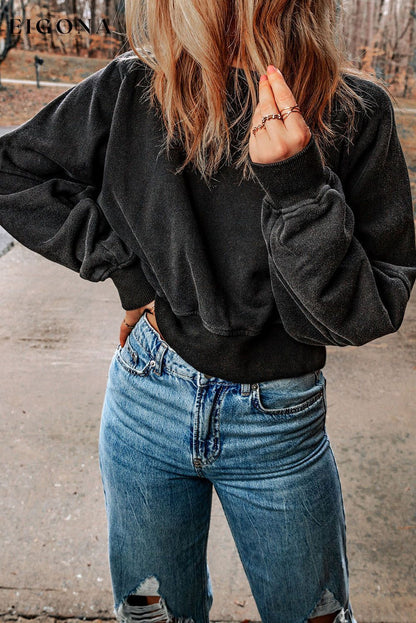 Cosybreezee - Black Acid Wash V-shape Open Back Sweatshirt