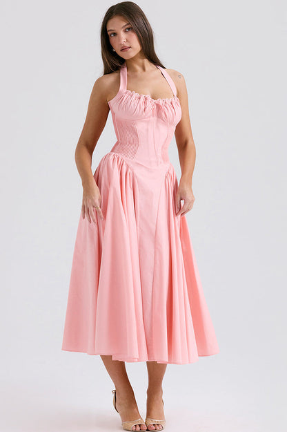 Adabella Cotton Stylish Halter Midi Sundress