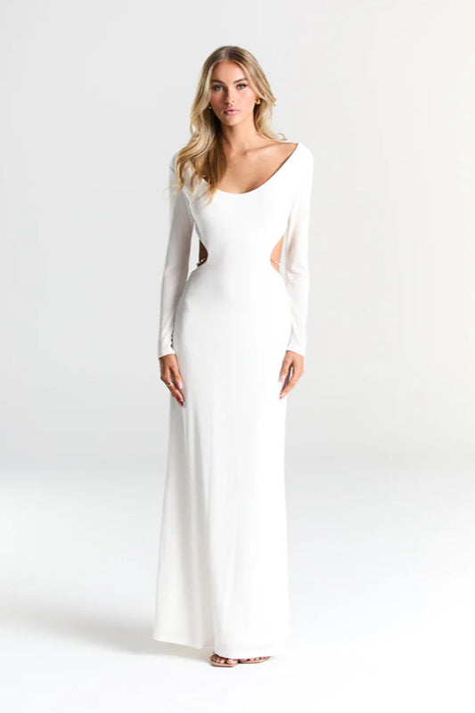 Backless Chain Long Sleeve Split Party Dress