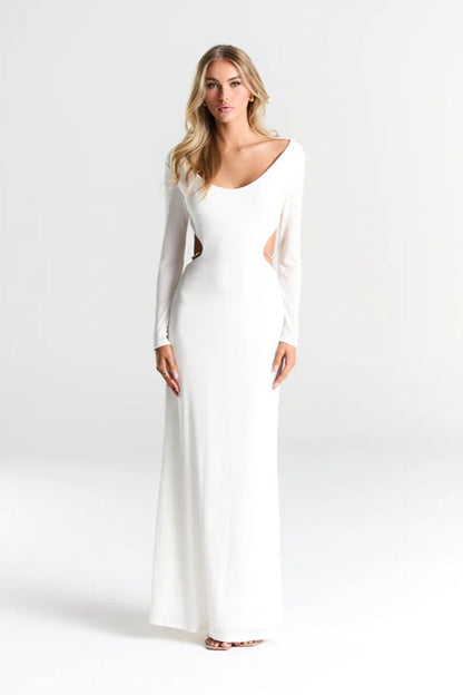 Backless Chain Long Sleeve Split Party Dress