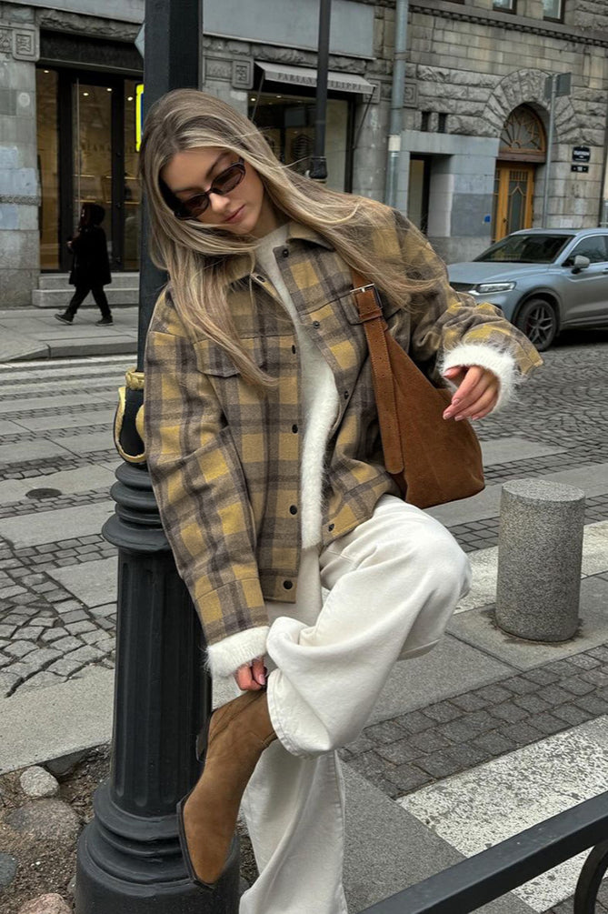 Vintage Loose Plaid Wool Coat