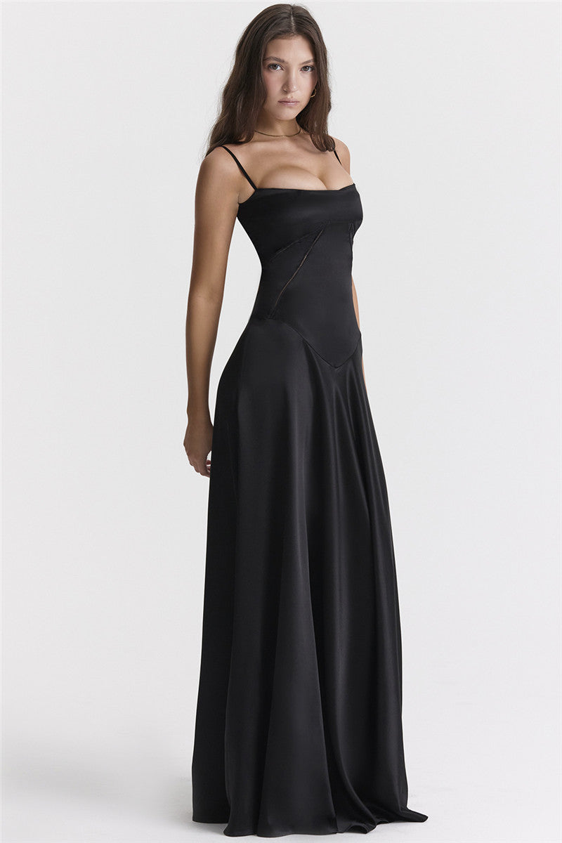 Wendy Lace-up Satin Maxi Dress