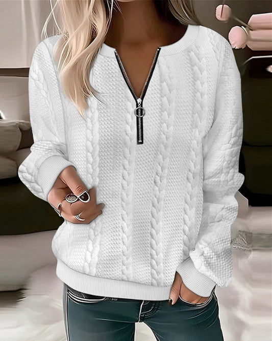 round Zipper sweatshirt with neck