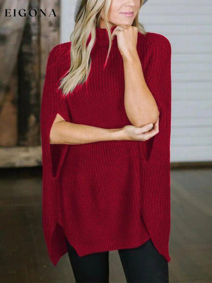 Cosybreezee - Turtleneck Slit Sleeveless Sweater