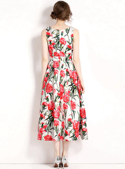 Vintage Printed Bodycon Dress