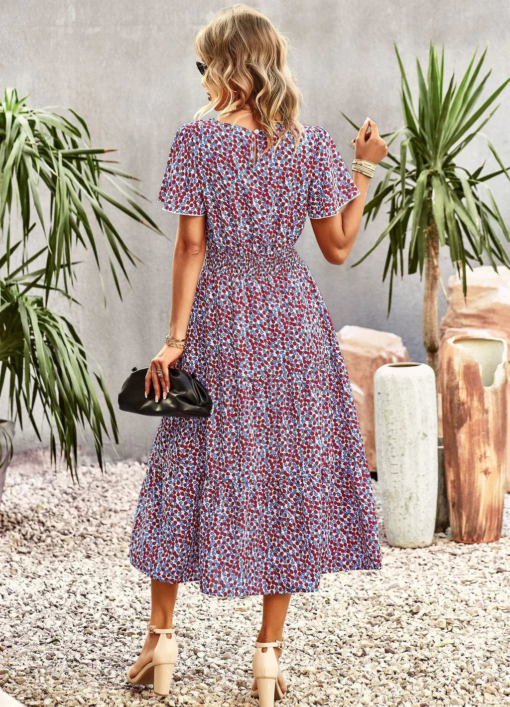 Summer Printed Short-Sleeve Dress